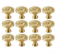 Entgoinggo Pomelli vintage per mobili in lega dorata, con motivo floreale, per cucina, camera da letto, comò, guardaroba, set da 12 pezzi, con (12 pezzi da 19)