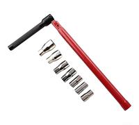 Entgoinggo Set di chiavi a bussola con manico rosso, per riparazione idraulica del rubinetto del bagno, in acciaio, con chiave a T e rivestimento protettivo, per una rimozione versatile (B)