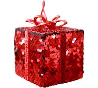 Entgoinggo Set di ornamenti per albero di Natale con sacchetto regalo in schiuma, scatole con paillettes rosse e dorate, per decorazioni per la casa vacanza sotto l'albero o da tavolo, dimensioni 6-7