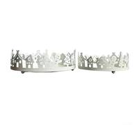 Entgoinggo Set di vassoi decorativi natalizi in ferro battuto, accessori per la casa vacanze, ornamento festivo, portacandele (bianco)