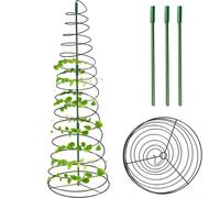 Entgoinggo Supporto per piante a spirale in metallo verde da giardino rampicante traliccio per piselli e fagioli torre espandibile con rivestimento antiruggine per la coltivazione di verdure