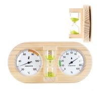 Entgoinggo Termoigrometro per sauna, 3 in 1, in legno, termometro igrometro per sauna con timer integrato per sabbia da 15 minuti, struttura in legno di pino (verde)