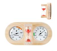 Entgoinggo Termoigrometro per sauna, 3 in 1, termometro e igrometro per sauna in legno con timer integrato di sabbia da 15 minuti, struttura in legno di pino (rosso)
