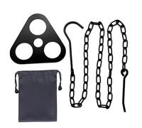 Entgoinggo Treppiede regolabile da campeggio per Coleman e per WEBER portatile in acciaio inox con catena per campeggio all'aperto cucina e barbecue party (nero)