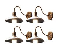 ENTHERONIC 4 Pezzi Lampada da parete vintage per esterni IP54 Impermeabile Antiruggine Applique da parete in ferro a collo d'oca Luce da fienile E27 Luci da portico per esterni per patio