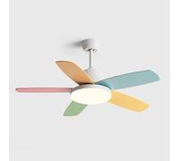 ENTHERONIC 5 ventilatori da soffitto a Lame Colorate con luci per la Stanza dei Bambini Ventilatore da soffitto Creativo con Luce e Telecomando 60W LED 3 Colori dimmerabile Ventilatori da soffitto