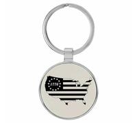 Enthoozies 1776 USA Flag Map Patriottica inciso laser similpelle portachiavi zaino Pull - 3,8 x 7,6 cm, bianco, 1.5" x 3"