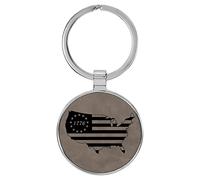 Enthoozies 1776 USA Flag Map Patriottica inciso laser similpelle portachiavi zaino Pull - 3,8 x 7,6 cm, Grigio, 1.5" x 3"