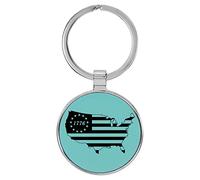 Enthoozies 1776 USA Flag Map Patriottica inciso laser similpelle portachiavi zaino Pull - 3,8 x 7,6 cm, Verde acqua, 1.5" x 3"
