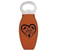 Enthoozies Amore Baby Feet - Apribottiglie magnetico in pelle grezza con incisione laser, 4,5 x 12,9 cm