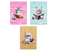 Enthoozies Calamite da frigorifero con gattino che legge caffè, 6,3 x 8,9 cm, confezione da 3