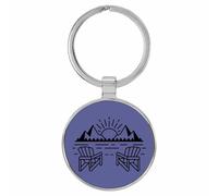 Enthoozies Lake Life Sunset Adirondack Sedie inciso al laser in similpelle portachiavi zaino Pull - 3,8 x 7,6 cm, Viola, 1.5" x 3"