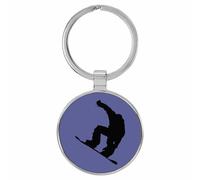 Enthoozies Portachiavi in similpelle con silhouette di snowboarder inciso al laser, 3,8 x 7,6 cm, Viola, 1.5" x 3"