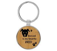 Enthoozies Rescued is my Favorite Breed Puppy Dog inciso al laser, in similpelle, portachiavi per zaino, 3,8 x 7,6 cm, marrone chiaro, 1.5 x 3 Inches