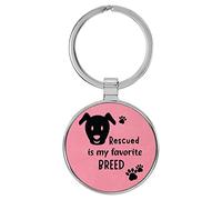 Enthoozies Rescued is my Favorite Breed Puppy Dog inciso al laser, in similpelle, portachiavi per zaino, 3,8 x 7,6 cm, Rosa, 1.5 x 3 Inches