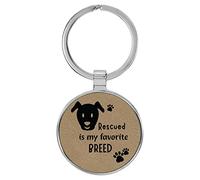 Enthoozies Rescued is my Favorite Breed Puppy Dog inciso al laser, in similpelle, portachiavi per zaino, 3,8 x 7,6 cm, Marrone chiaro, 1.5 x 3 Inches