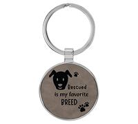 Enthoozies Rescued is my Favorite Breed Puppy Dog inciso al laser, in similpelle, portachiavi per zaino, 3,8 x 7,6 cm, Grigio, 1.5 x 3 Inches
