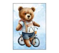 Enthoozies Teddy Bear Riding a Bike Cycling 6,3 x 8,9 cm frigorifero magnete V1