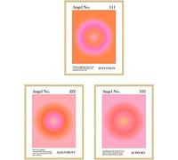 "Enthusiasm Set di 3 poster con numeri d'angelo aura a gradiente astratto minimalista poster decorazione parete per camera estetica citazioni ispiratrici artistiche, Senza cornice (30x40cm)"