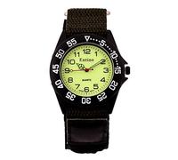 Entino E-NTS - Orologio da polso unisex, con quadrante luminoso, cinturino in nylon riptape con chiusura ad anello, display analogico, movimento al quarzo, Nero , Cinturino