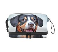 Entlebucher - Beauty case a doppio strato con ritratto di cane di montagna, per donne e ragazze, borsa da viaggio per trucchi, pratica borsa organizer con scomparto per pennelli, Multi, 27x15x14
