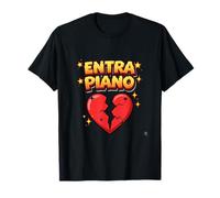 Entra Piano. Grafica Pop Art con Cuore Infranto. Stile Comic Maglietta