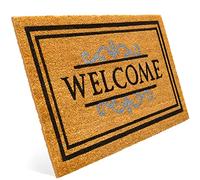 Entrando Welcome Zerbino in cocco per porta di casa, interno ed esterno, resistente alle intemperie, antiscivolo, anche come decorazione per porta o regalo, marrone, 40 x 70 cm