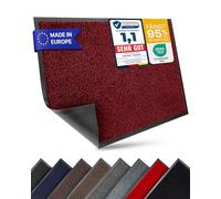 Entrando Zerbino 90 x 120 cm per interni ed esterni, lavabile, antiscivolo, sottile, ideale per ingresso, corridoio, ufficio, rosso, nero
