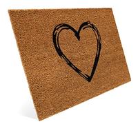 Entrando Zerbino in cocco 40 x 60 cm - 20 motivi eleganti - per esterni, robusto, antiscivolo, ideale per la porta di casa coperta (cuore)