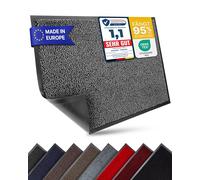 Entrando Zerbino per interni ed esterni, resistente alle intemperie, lavabile, antiscivolo, ideale per corridoio, porta di casa, terrazza, balcone, antracite, nero, 60 x 90 cm