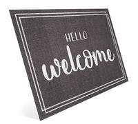 Entrando Zerbino Welcome Design - ideale per la porta di casa - per interni ed esterni - robusto, antiscivolo, resistente alle intemperie, antibatterico (50 x 75 cm, Hello Welcome)