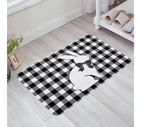 Entrata Zerbino 40X60Cm, Easter Easter Bunny Black And White Buffalo Plaid Polka Dot Tappetino Da Bagno Morbido Tappeto Da Esterno Per Ingresso Interno Casa