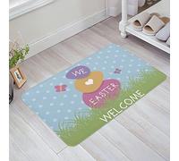 Entrata Zerbino 40X60Cm, Easter Easter Egg Easter Bunny Spring Blue Polka Dot Tappetino Porta Indistruttibile Tappeto Asciugapassi Per Interno Ingresso Casa