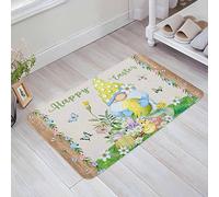 Entrata Zerbino 40X60Cm, Easter Gnome Egg Animal Chick Tulip Daisy Flower Spring Rustic Tappetino Da Bagno Divertenti Tappeto Da Cucina Per Camera Cucina Interno