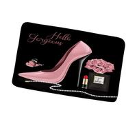 Entrata Zerbino Flower Butterfly Black Bottle Lipstick Pink High Heel, Resistente Tappetino Porta Lavabile Tappeto Ingresso 40X60Cm Per Esterno Camera Cucina