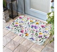 Entrata Zerbino Pueple Pink Flower Pastoral Pastel Pink Boho Florwers Leaf, Morbido Tappetino Da Bagno Indistruttibile Tappeto Doccia 40X60Cm Per Esterno Ingresso Terrazzo