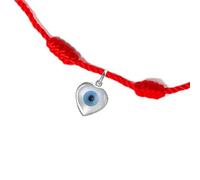 ENTREPLATA Braccialetto in macramè in filo rosso brillante con cuore in argento Sterling 925, protezione portafortuna, equilibrio, crescita ed energia positiva, amuleto occhio turco blu