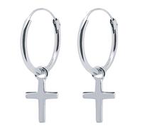 ENTREPLATA Orecchini a Croce in Argento Sterling 925, Creole Con Ciondolo, Originali per Donna, Uomo, Ragazza e Bambino, Unisex Mini