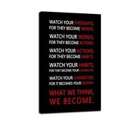 Entrepreneur Canvas Wall Art Watch Your Thoughts Motivational Inspirational Quote Mindset Print for Home Office Bedroom Decor(Framed,12X18inch(30X45cm))