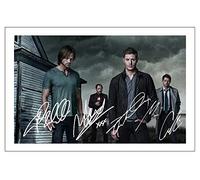 Entreprise de timbres Photo de Jensen Ackles, Misha Collins, Mark Sheppard et Jared Padalecki, 30,5 x 20,3 cm, entreprise préstampata, Supernatural, autografo Regalo