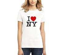 ENTROPIJA I Love NY New York City United States t-shirt classica da donna Art Tops t-shirt, bianco, S