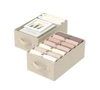 ENUMAIL 2er Organizer Pieghevole per Dell'armadio, Scatola di Stoccaggio, Cesto Portaoggetti in Tessuto con Maniglia, Adatto per Camere da Letto, Soggiorni, Sale Studio, 41×25×16.5cm, Grigio e Beige