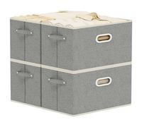 ENUMAIL Cubo di Stoccaggio in Tessuto, Organizer Armadio Aperto, Cesto Portaoggetti in Tessuto con Maniglia, Adatti per Armadi, Uffici, Camere da Letto, Set di 4, 38x25x25cm, Grigio