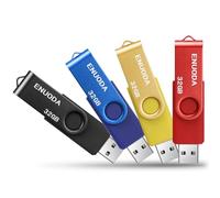 ENUODA Chiavette USB 32GB 4 Pezzi Pennetta Girevole Pen Drive USB 2.0 per Archiviazione Dati con Luce LED (4 Multicolorato: Giallo Rosso Blu Nero)