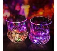 ENUOLI Bicchieri con luce istantanea, bicchieri di cristallo illuminati a LED, bicchieri in acrilico, per whisky, induzione dell'acqua, bar, KTV Club (confezione da 2)