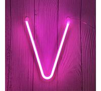 Enuoli - Luci neon a LED con lettere rosa, targa al neon, a batteria, USB, lettere illuminate, decorazione per la cameretta dei bambini, per matrimonio, Natale, San Valentino, V