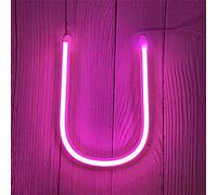 Enuoli - Luci neon a LED con lettere rosa, targa al neon, a batteria, USB, lettere illuminate, decorazione per la cameretta dei bambini, per matrimonio, Natale, San Valentino, U