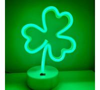 ENUOLI Neon Signs Good Luck Clover Green Clover USB & Battery Powered Shamrock LED Neon Light per San Patrizio Decorazione Regalo