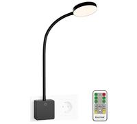 ENUOTEK Lampada Notturna Applique da Parete Comodino a LED Dimmerabile con Spina e Telecomando Senza Fili 4W 280Lm Luce Neutra 4000K Spina di Alimentazione Europea 1X Lampada e 1X Telecomando