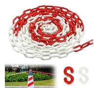 ENUTROF Catena Plastica di Chiusura Rossa e Bianca per Parcheggio Privato | Delimitazione 10Mx6mm con 2 Moschettoni per Avviso di Sicurezza Controllo Della Folla Traffico Rosso-Bianco